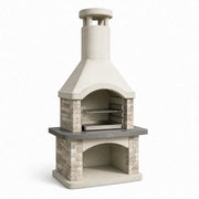 Chimenea de cerámica para barbacoa con inserto de acero inoxidable, beige/gris