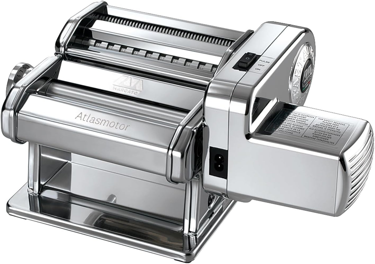 Máquina de pasta eléctrica Marcato Atlas 150 + motor, Atlasmotor, para pasta, lasaña, fettuccine, tagliolini, de acero inoxidable