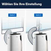 De'Longhi Pinguino PAC EM82, aire acondicionado portátil para habitaciones de hasta 80 m³, 9.400 BTU, 2,4 kW, 63 dB, función de deshumidificación, clase energética A, temporizador 24 h, blanco