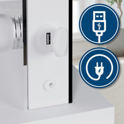 CLP Tocador Tiline Espejo Hollywood Iluminación LED 9 cajones superficie de cristal puerto USB blanco