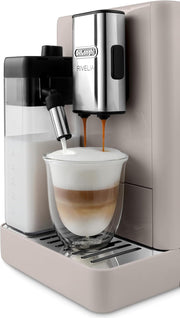Cafetera superautomática De'Longhi Rivelia EXAM440.55.W con sistema de leche LatteCrema, recipiente de granos intercambiable, 16 bebidas de café y leche con solo tocar un botón, función Extra-Shot, pantalla táctil de 3,5 pulgadas, color blanco