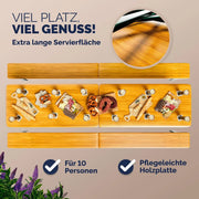 Set de mesa y bancos plegables para cervecería, 220 cm, madera, 2 bancos, 1 mesa, capacidad hasta 10 personas