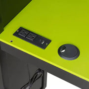 Litera tipo loft en forma de L para juegos con escritorios, litera doble con luces LED, puertos USB, estanterías de almacenamiento, cama alta esquinera de madera para 2 personas