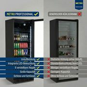 METRO Professional Refrigerador de bebidas GSC4280B, metal/vidrio, 280 L, refrigeración ventilada, 210 W, con cerradura, negro