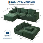 Sofá moderno de 108", sofá tapizado de 3 plazas en forma de L con cojines, sofá de asiento profundo, no requiere montaje