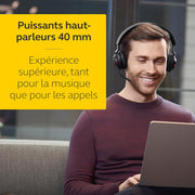 Jabra Evolve2 65 Auriculares PC Inalámbricos con Base de Carga - Auriculares Certificados para Microsoft Teams con Batería de Larga Duración - Adaptador Bluetooth USB-C - Negro