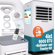 Aire acondicionado portátil Monzana® MZKA2000, manguera de escape, 7000 BTU, 3 en 1, 750 W, temporizador 24 h, 25 m², mando a distancia, deshumidificador, kit de sellado para ventanas, climatizador