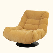 Sillón giratorio decorativo de chenilla con mechones amarillos