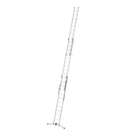 Escalera combinada Hailo S100 ProfiLOT de 3 tramos de aluminio, sistema LOT, 3x12 peldaños perfilados, 150 kg, inoxidable, plateada