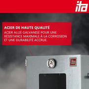 Ahumador Eléctrico ITA 7000 - Conjunto de Ahumador con Calefacción, Generador de Humo - Armario de Ahumado con Ventana y Termómetro - Aleación de Acero - Calidad UE, 81 cm con 3 Niveles