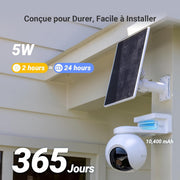 Cámara de vigilancia WiFi exterior inalámbrica EZVIZ 4K (8MP) + panel solar de 5W, detección de personas/vehículos, cámara solar exterior 360°, modo AOV, defensa activa, kit CB8 Pro 4K