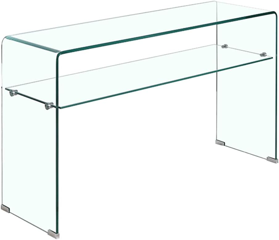 Consola de cristal transparente Meubletmoi de 100 cm con estante - Mesa de entrada de diseño contemporáneo - Ice