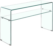 Consola de cristal transparente Meubletmoi de 100 cm con estante - Mesa de entrada de diseño contemporáneo - Ice