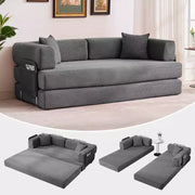 Sofá cama convertible 5 en 1: diván de suelo de pana de 78.8" con brazos, respaldo y cojines ajustables