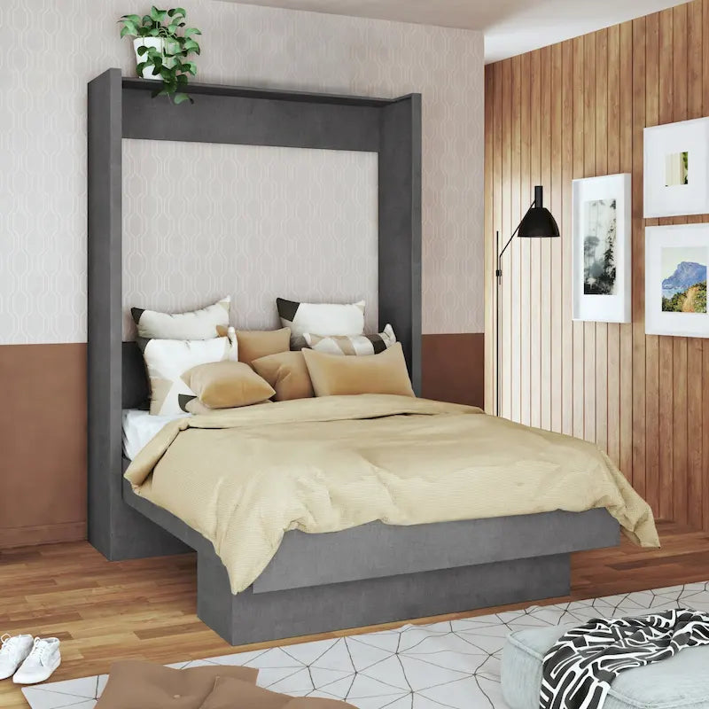 Cama Murphy contemporánea tamaño Queen brasileña con estante de Oakland Living Easy Lift
