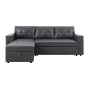 Sofá seccional reversible convertible con cama extraíble, chaise longue con almacenamiento oculto y patas duraderas