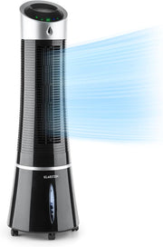 Klarstein 4 en 1: Enfriador de aire inteligente, ventilador, humidificador e ionizador I Depósito de agua de 6 L, oscilación, 30 W, 210 m³/h, temporizador I Aire acondicionado sin tubo de escape, aire acondicionado portátil, negro-oro rosa