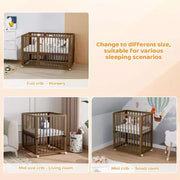 Cuna convertible 8 en 1 JOYMOR, incluye 2 colchones, se convierte en moisés, cuna mediana, cuna de tamaño completo, sofá cama, cama para niños pequeños y corralito.