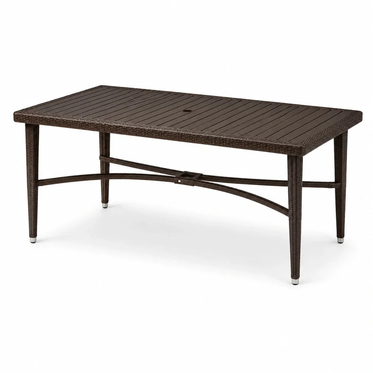 Mesa de jardín rectangular de polimadera y aluminio marrón