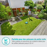 Set cortacésped inalámbrico HandyMower 22/18 V P4A Gardena, listo para usar: Cortacésped manual, para céspedes de hasta 50 m², altura de corte ajustable, con batería 18 V P4A (14620-20)