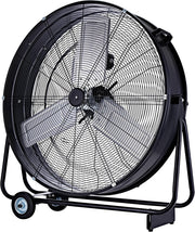 Ventilador industrial Be Cool 75 cm BCIWM75CM – Ventilador de tambor móvil, Ø 75 cm (30"), 300 vatios, motor de cobre puro, 2 velocidades, aspas de aluminio, rejilla de protección tipo telaraña, negro
