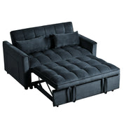 Sofá cama extraíble moderno, sofá cama 3 en 1 con respaldo ajustable, sofá biplaza de terciopelo, almohadas y bolsillos laterales