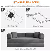 Sofá cama convertible 5 en 1: diván de suelo de pana de 78.8" con brazos, respaldo y cojines ajustables