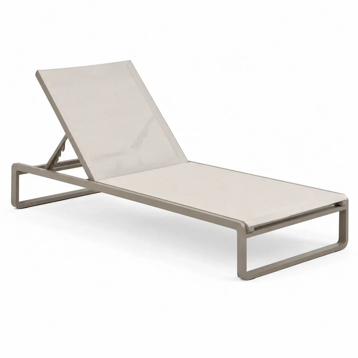 Tumbona de jardín de aluminio con tejido textil, ajustable, beige, 200x65x35 cm