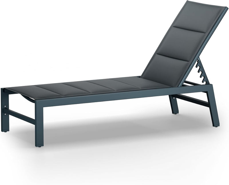 Tumbona de jardín blumfeldt Renazzo Lounge - Grey Edition, hamaca, tumbona para jardín, superficie de descanso de 186 x 56 cm, respaldo ajustable en altura, repelente al agua y acolchada, ComfortMesh, antracita
