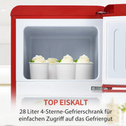 Refrigerador con congelador Merax, combinación frigorífico-congelador, frigorífico pequeño con 51L y congelador de 21L, silencioso, LED, estantes de vidrio, cajón para verduras, estantes en la puerta, para cocina, sala de estar, oficina, negro