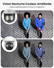 Cámara de vigilancia exterior aosu con panel solar, PTZ, seguimiento automático de personas, visión nocturna 2K, alarma sonora y luminosa, audio bidireccional, compatible con Alexa/Google