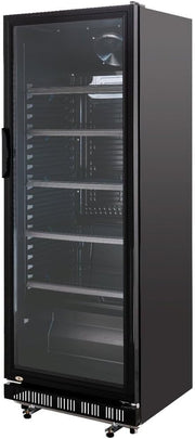 GastroHero Refrigerador de bebidas GK-360BB 360 L, nevera para botellas con puerta de cristal y LED, con cerradura, refrigerador de cerveza, nevera para hostelería