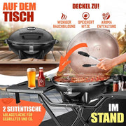 KESSER Parrilla eléctrica 2 en 1 de sobremesa y con soporte, 2400 W, termostato, revestimiento antiadherente, para interior y exterior