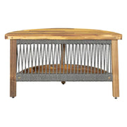 Set de sofá seccional redondo de madera de acacia para exteriores con mesa de centro, 12 plazas