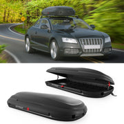 Cofre de techo Rotenbach, negro, 400 litros, para transporte en barras portaequipajes con fijación rápida