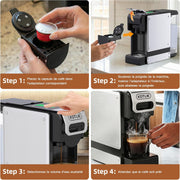 Cafetera de cápsulas multifunción 5 en 1 para Nespresso Original/para Dolce Gusto/A MODO MIO/ESE (44 mm) y café premolido, 7 ajustes de flujo de agua (ST-550)