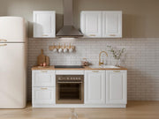 Vente-unique - Cocina completa - con encimera de 200 cm - Blanco y Natural - CELOMIA