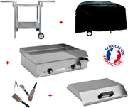 PLANCHAELEC - Pack completo plancha eléctrica NEO E530-2400W - Carro + accesorios - Acero inoxidable - Termostato regulable - 8 personas - Fabricado en Francia - L53 x P43 x A18 cm