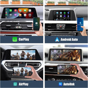 Módulo de modificación inalámbrico AUTOABC CarPlay/Android Auto para BMW sistema NBT serie 3/4/5/6/7 X1/X3/X4/X5/X6 2012-2016, compatible con Mirrorlink y funciones originales del vehículo.
