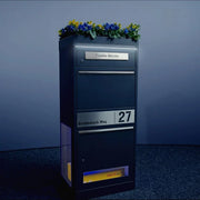 Metzler Paketbox Bispo 2, buzón con compartimento grande para paquetes, antracita, personalizado, grabado, acero inoxidable macizo para exteriores