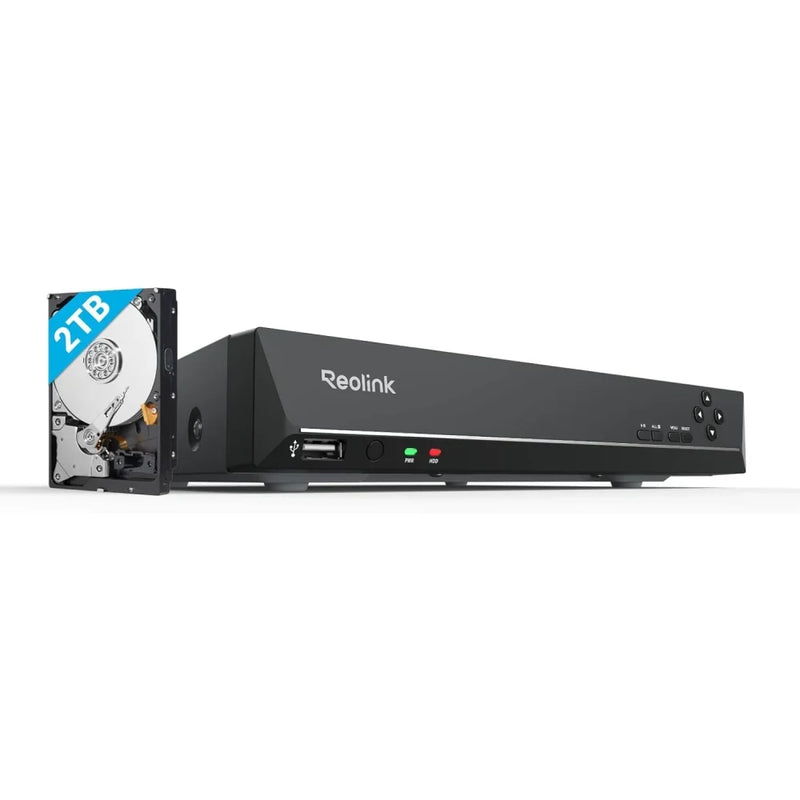 Grabador de videovigilancia NVR PoE 4K de 8 canales con disco duro de 2 TB RLN8-410, compatible con sistema de cámaras IP para interiores y exteriores del hogar