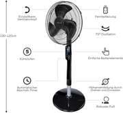 Ventilador de pedestal oscilante Honeywell Advanced QuietSet (5 ajustes de velocidad, función de temporizador, oscilación de 70°, altura ajustable, control remoto, fácil de usar) HSF600B