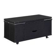Mesa de centro elevable moderna multifuncional Zeus & Ruta con almacenamiento oculto, 4 taburetes y ruedas, perfecta para espacios modernos