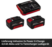 Cortacésped inalámbrico Einhell RASARRO 36/38 Kit Power X-Change (36 V, 38 cm de ancho de corte, 450 m², sin escobillas, función de mulching, bolsa colectora de 45 l, incl. 2 baterías de 4,0 Ah + cargador doble)