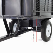 Remolque basculante Wiltec 166,5 x 77,5 x 106 cm 300 kg, remolque volquete para tractor cortacésped con rejilla y laterales extraíbles, remolque con función de basculamiento