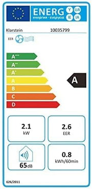 Aire acondicionado portátil Klarstein con manguera de escape, unidad 4 en 1 con ventilador, deshumidificador y modo nocturno, aire acondicionado pequeño y portátil para el hogar y la oficina, bajo consumo, 9000 BTU