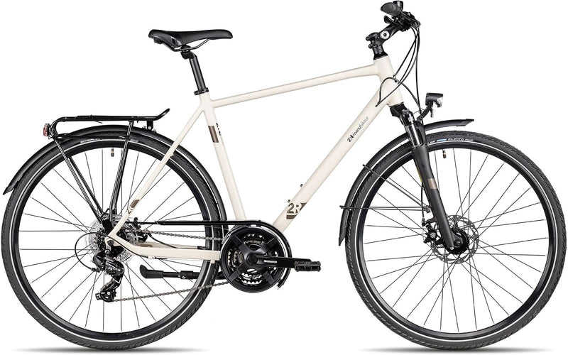 TRS GO | Bicicleta de trekking | Bicicleta para hombre de 28 pulgadas | Transmisión de 21 velocidades | Freno de disco mecánico | incluye equipamiento para carretera