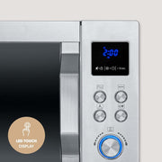 Microondas 4 en 1 SEVERIN "Crispy Wave", función de convección hasta 230 °C, freidora de aire, microondas, horno y grill, temporizador de 95 min, potencia máx. 2150 W, 25 L, plata/acero inoxidable, MW 7982