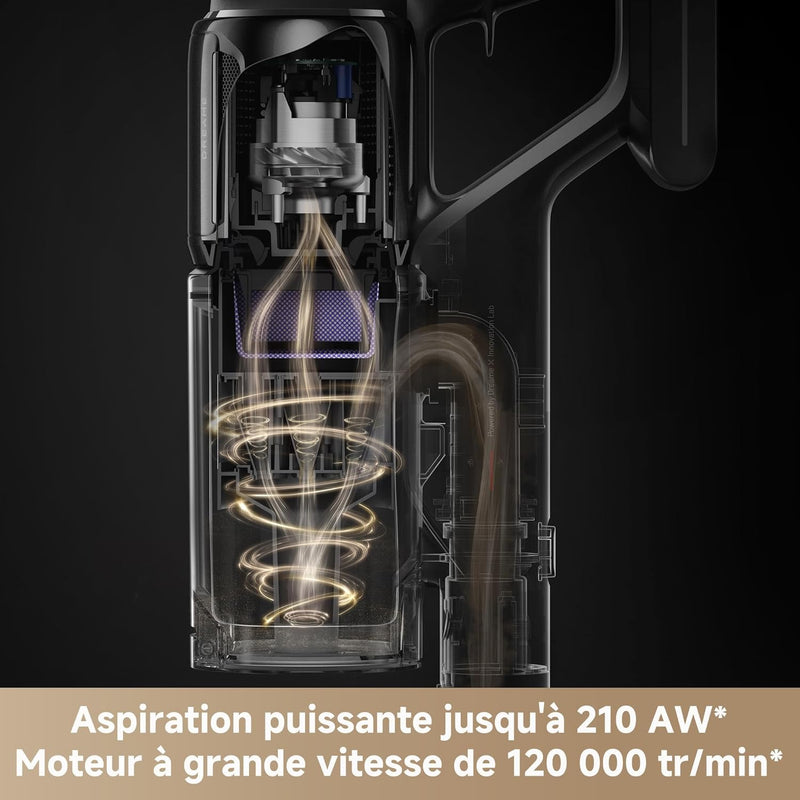 Aspiradora escoba inalámbrica Dreame Z10, 24 000 PA / 210 AW, 90 min de autonomía, filtración HEPA H14 al 99,99 %, detección de polvo, ajuste automático de succión, multisuperficie antienredos
