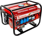 Generador eléctrico de gasolina | Generador de energía con accesorios | Generador de emergencia silencioso | 5 tomas de corriente 3x 230V / 1x 400V / 1x 12V | 6,5 HP (generador eléctrico con arranque manual)
